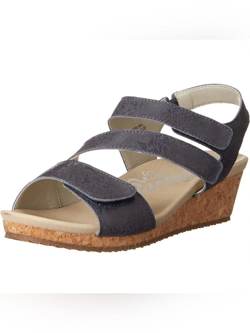 Propet Millie Women's Espadrille Wedge Sandals with a floral embossed pattern 10